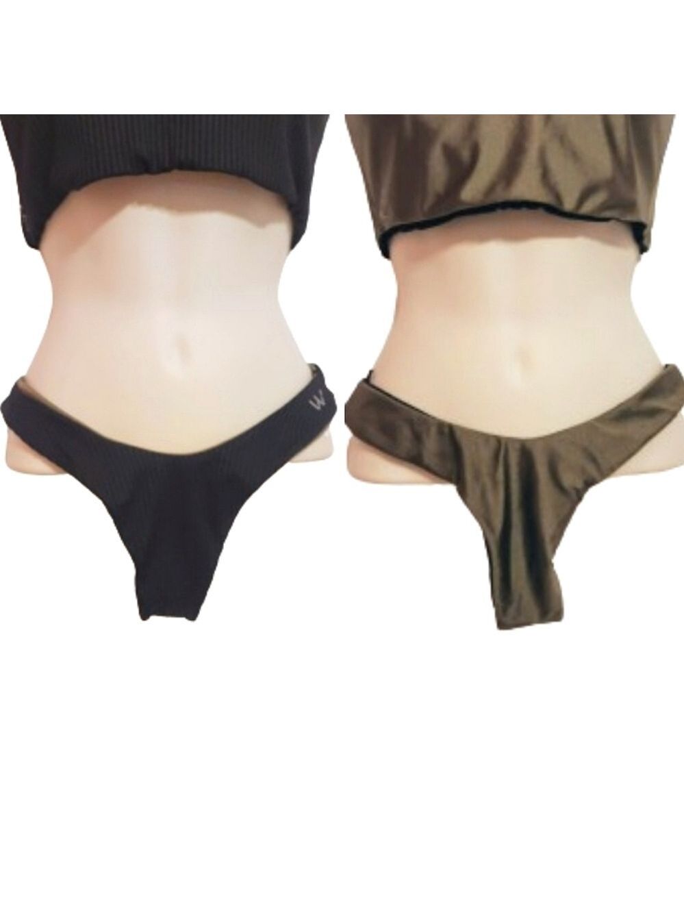 Briavia Black Olive Ribbed Bikini Bottom Medium